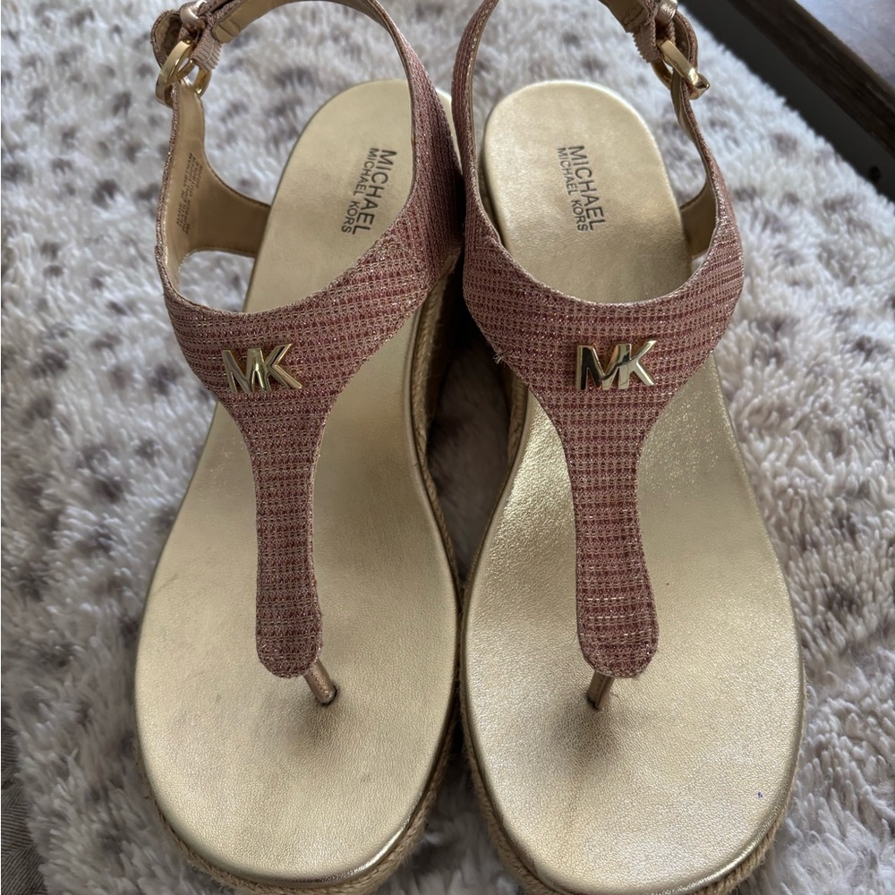 Michael Kors Rose and Gold Sandals